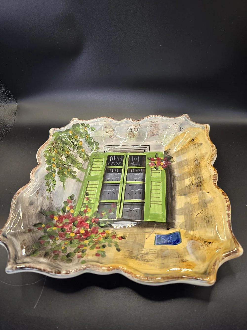 Set Of 4 Rue de Paris Collector Salad Plates, Hand Painted Ceramic, Paris